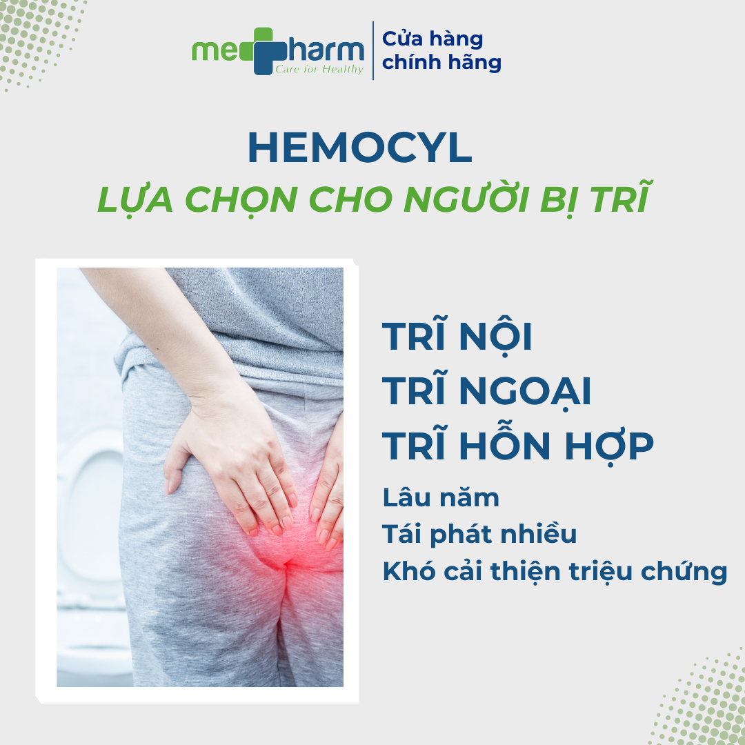 Viên uống Hemocyl – Hỗ trợ cải thiện triệu chứng trĩ: đau rát, ngứa hậu môn, chảy máu (Hộp 28 viên)
