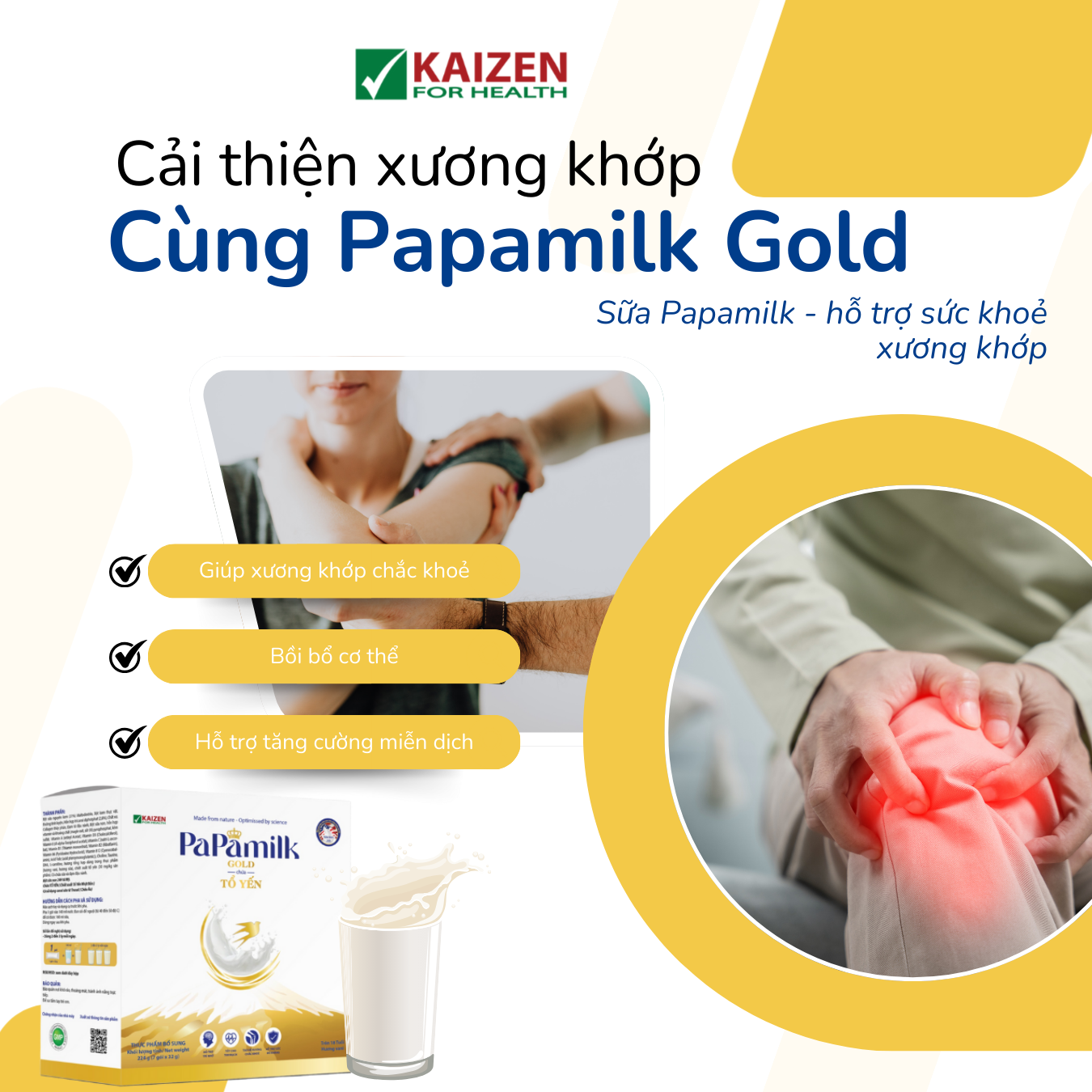Sữa non tổ yến Papamilk Gold hỗ trợ xương khớp (7góix32g)