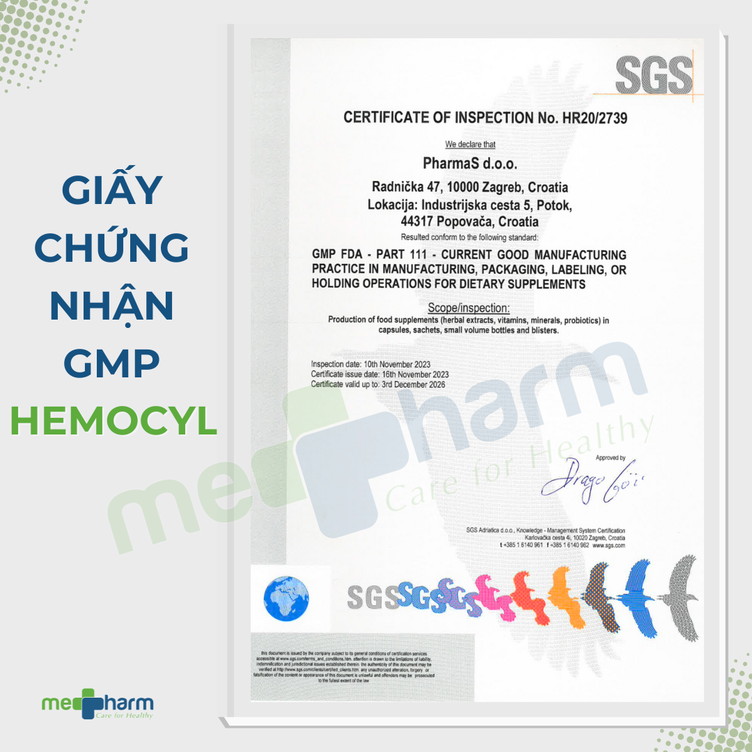 Viên uống Hemocyl – Hỗ trợ cải thiện triệu chứng trĩ: đau rát, ngứa hậu môn, chảy máu (Hộp 28 viên)