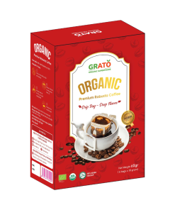 Cà Phê Robusta Hữu Cơ Thượng Hạng Phin Giấy GRATO (6 gói x10 gram)