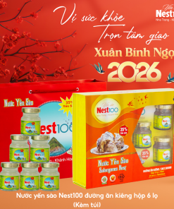 Nước Yến sào Nest100 – Đường ăn kiêng (6 lọ + túi)