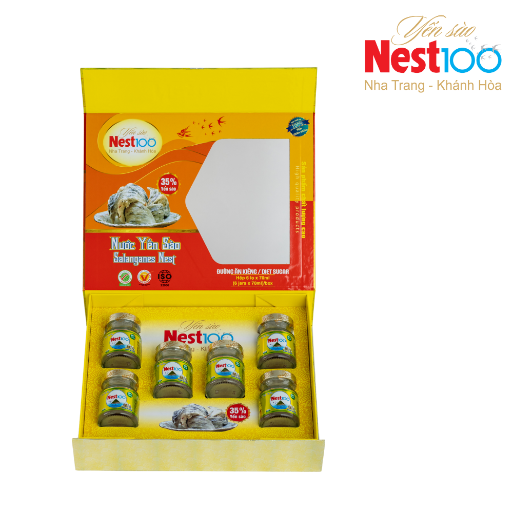 Nước Yến sào Nest100 – Đường ăn kiêng (6 lọ + túi)