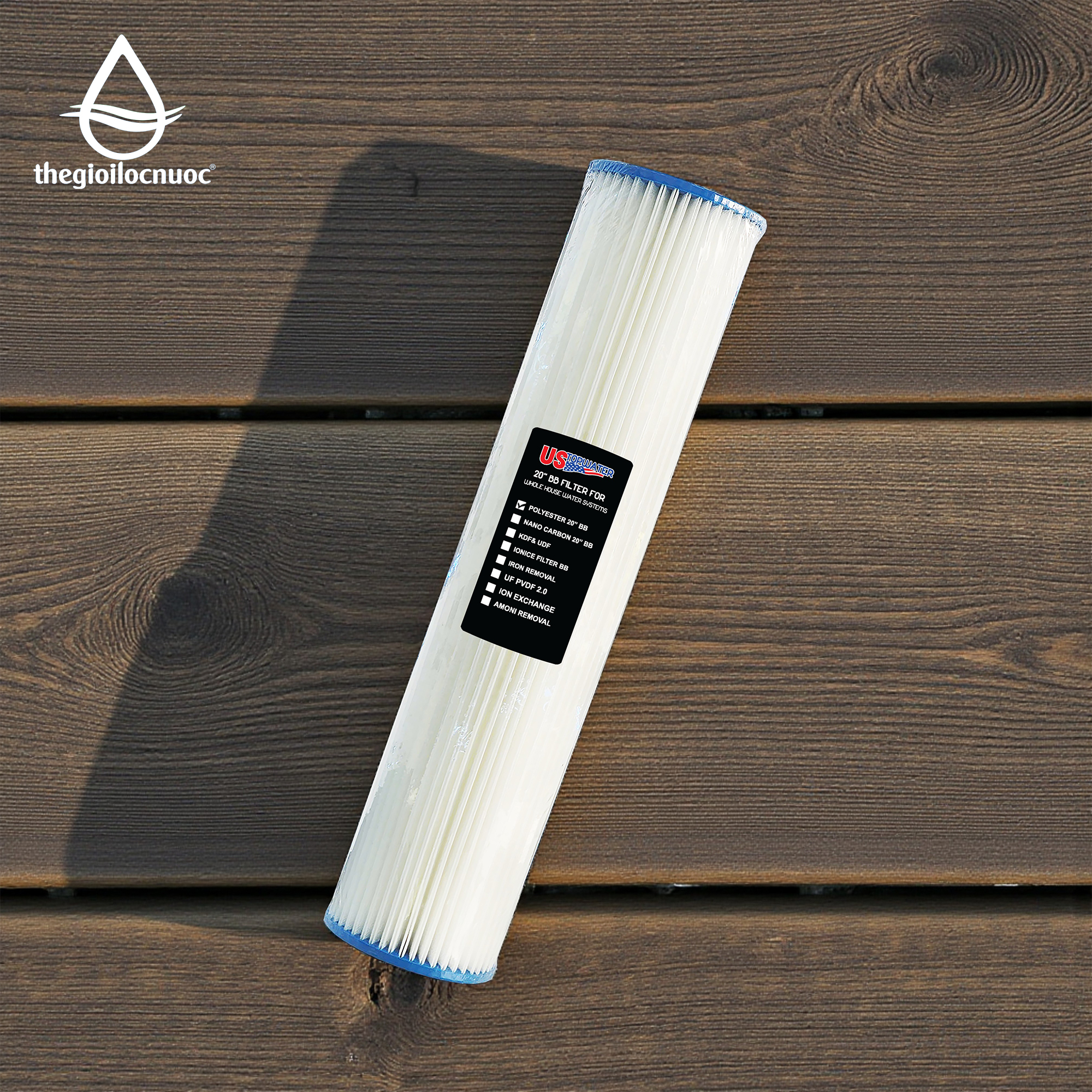 Lõi lọc vải Polyester 20inch béo gấp nếp USTOPWATER – Thailan, model Pleated-20-BB