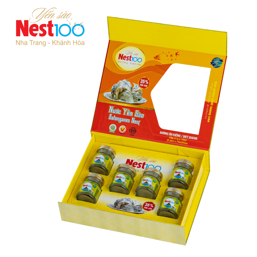 Nước Yến sào Nest100 – Đường ăn kiêng (6 lọ + túi)
