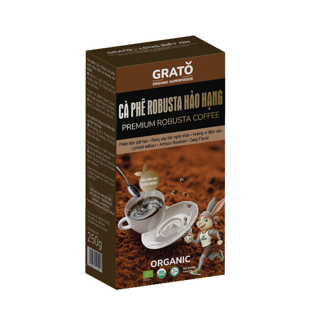 Cà Phê Robusta Organic Hảo Hạng Grato – Rang Xay Nghệ Nhân