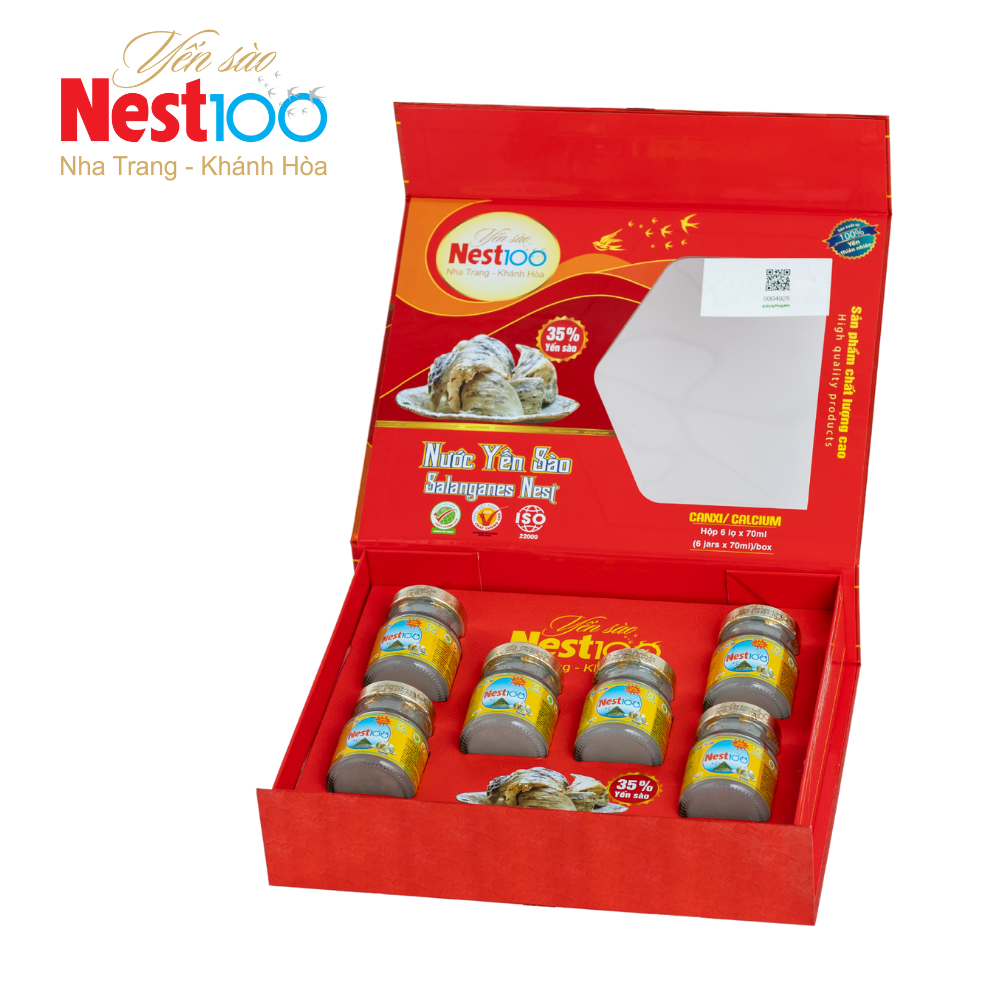 Nước Yến sào Calcium Nest100 – Bổ sung canxi giúp xương chắc khỏe (6 lọ + túi)