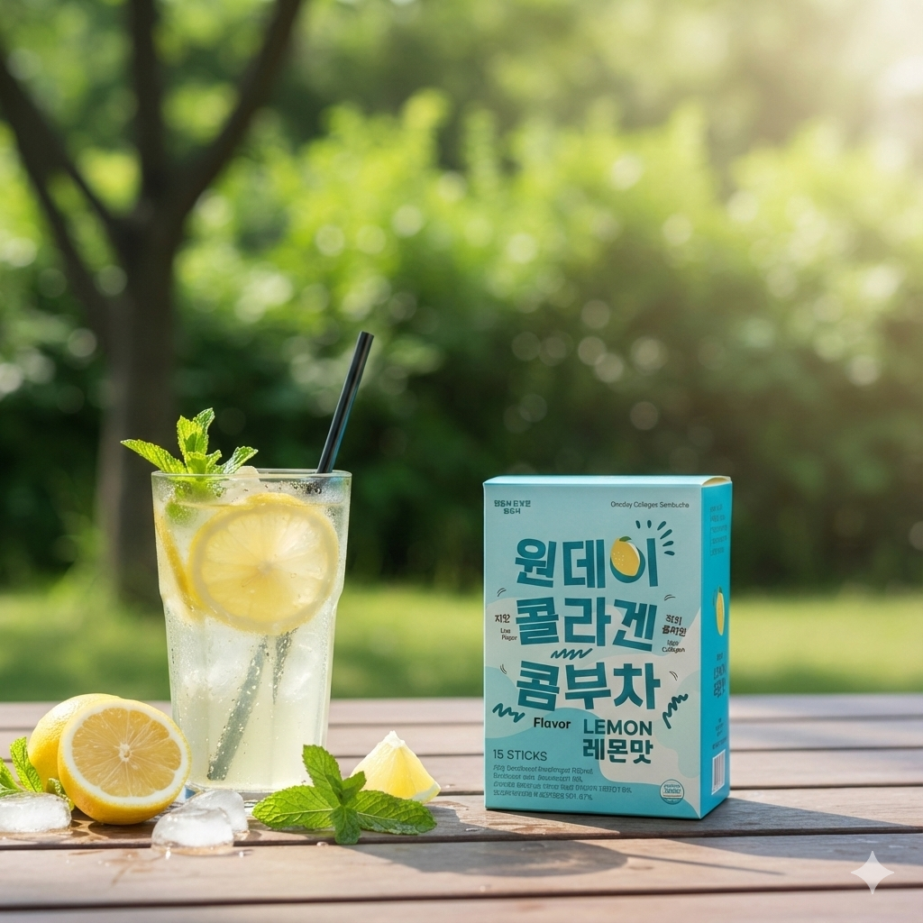 Thức uống lên men Kombucha Collagen Oneday hoà tan – giàu lợi khuẩn Vị chanh (Hộp 15 gói x 5g)