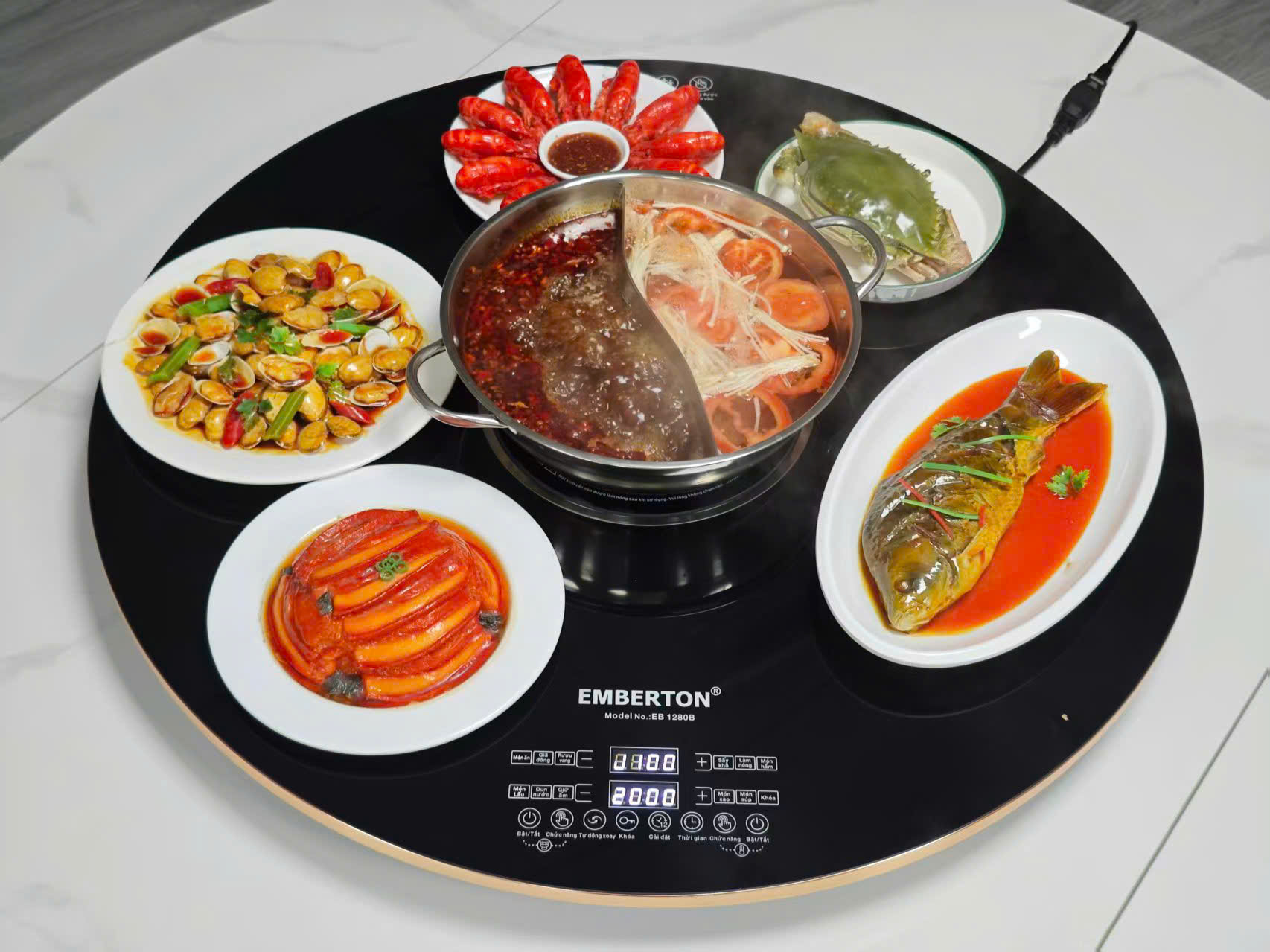 Bàn xoay hâm nóng đa năng bằng điện EB 1070B – 70cm