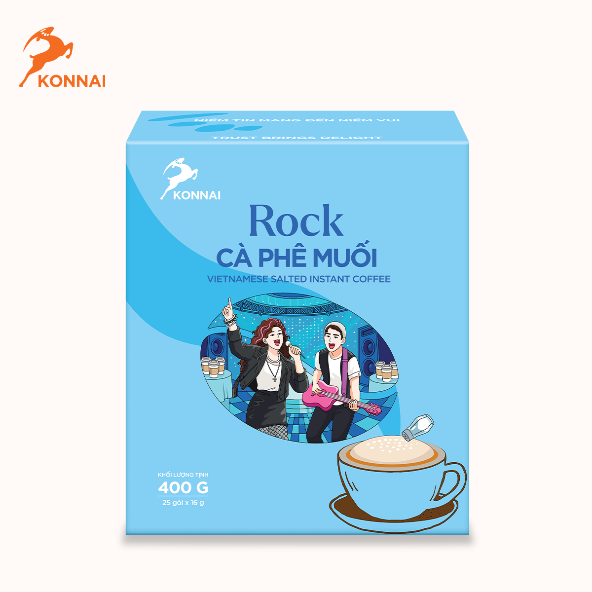 Cà phê muối ROCK Konnai Coffee, chuẩn vị Huế 25 gói/hộp
