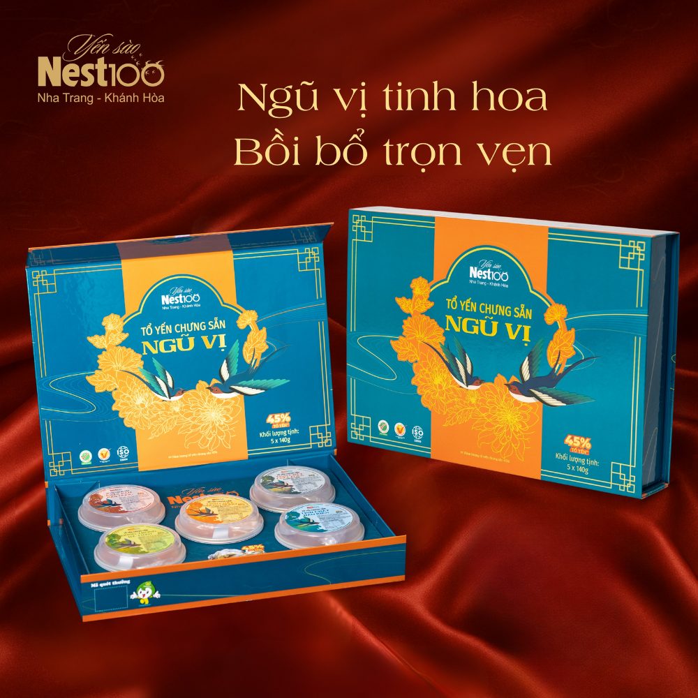 Tổ yến chưng sẵn Ngũ Vị hộp 5 chén (kèm túi)