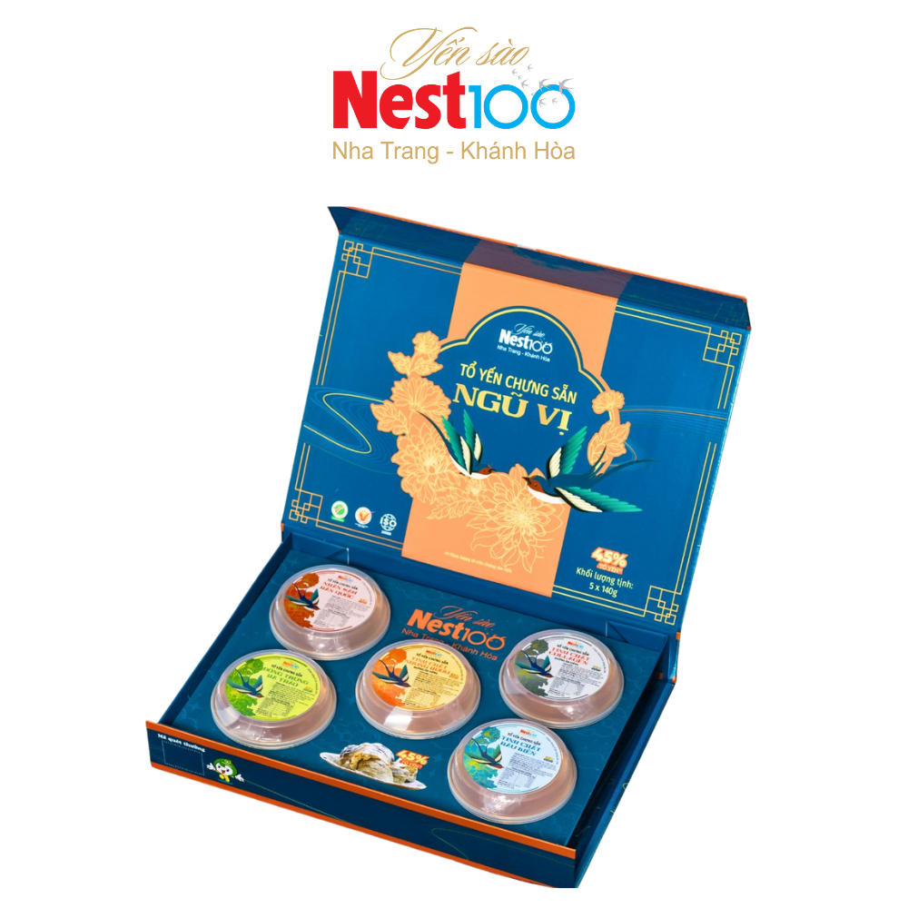 Tổ yến chưng sẵn Ngũ Vị hộp 5 chén (kèm túi)