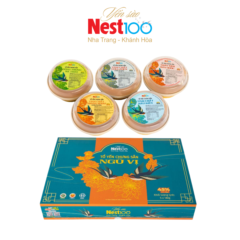 Tổ yến chưng sẵn Ngũ Vị hộp 5 chén (kèm túi)