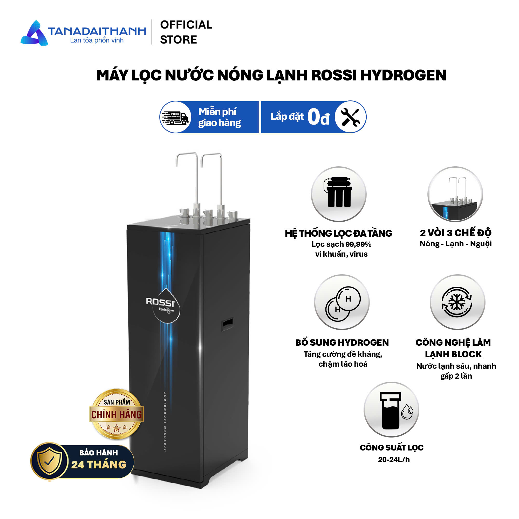 Máy lọc nước RO Rossi Hydrogen TA-112S1 – 12 lõi