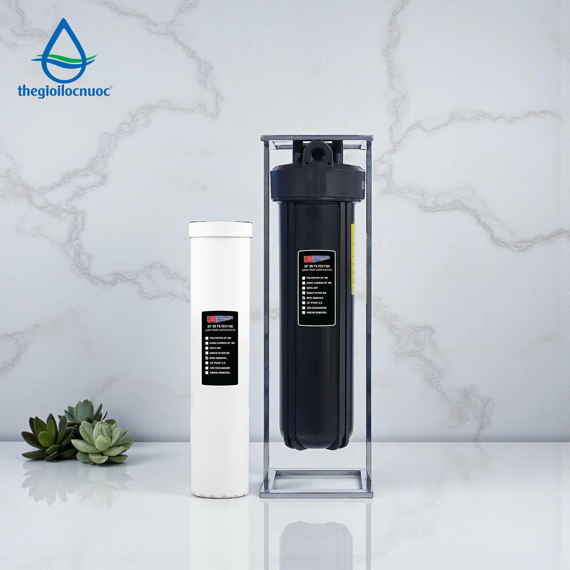 Bộ lọc xử lý sắt USTopwater 20 inches béo, Model: Fera-45-AS, Công suất 1200 lít/giờ, Vỏ nhựa