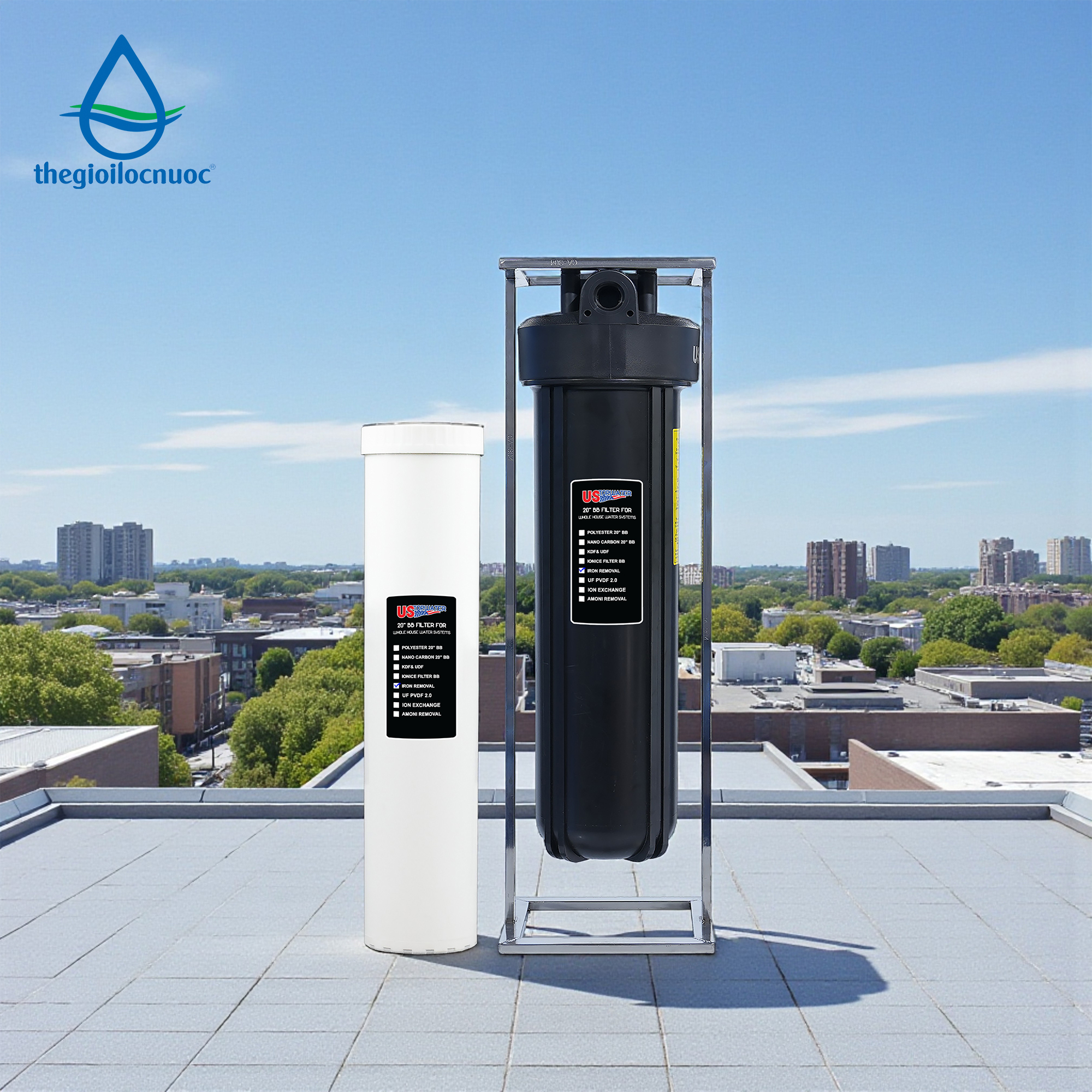 Bộ lọc xử lý sắt USTopwater 20 inches béo, Model: Fera-45-AS, Công suất 1200 lít/giờ, Vỏ nhựa