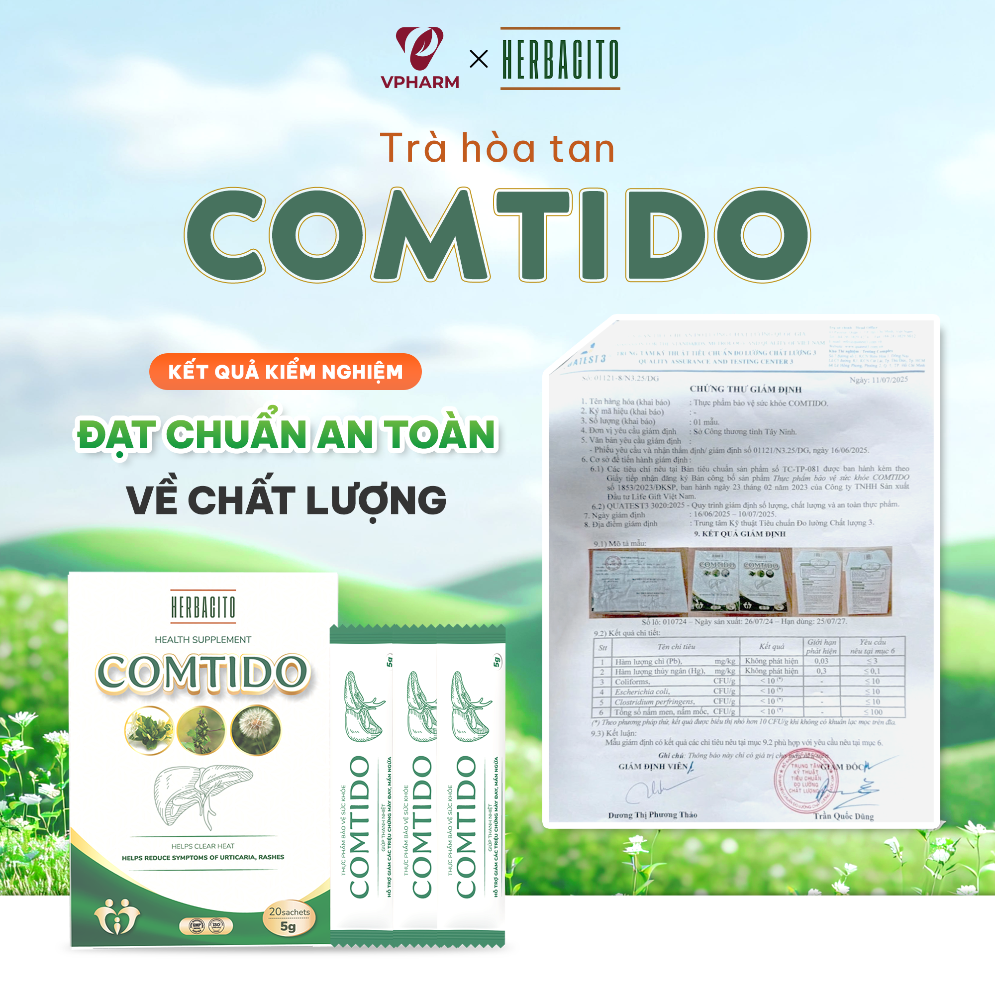 Trà hòa tan Comtido thanh nhiệt, giảm mẫn ngứa, mày đay 100g