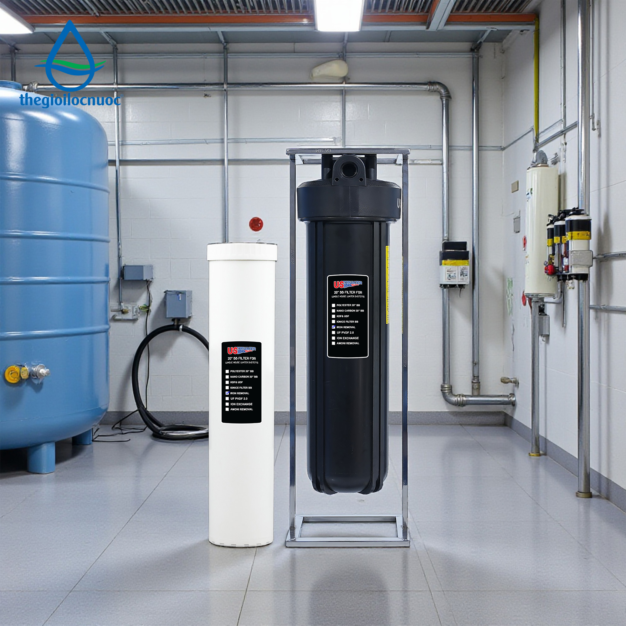 Bộ lọc xử lý sắt USTopwater 20 inches béo, Model: Fera-45-AS, Công suất 1200 lít/giờ, Vỏ nhựa