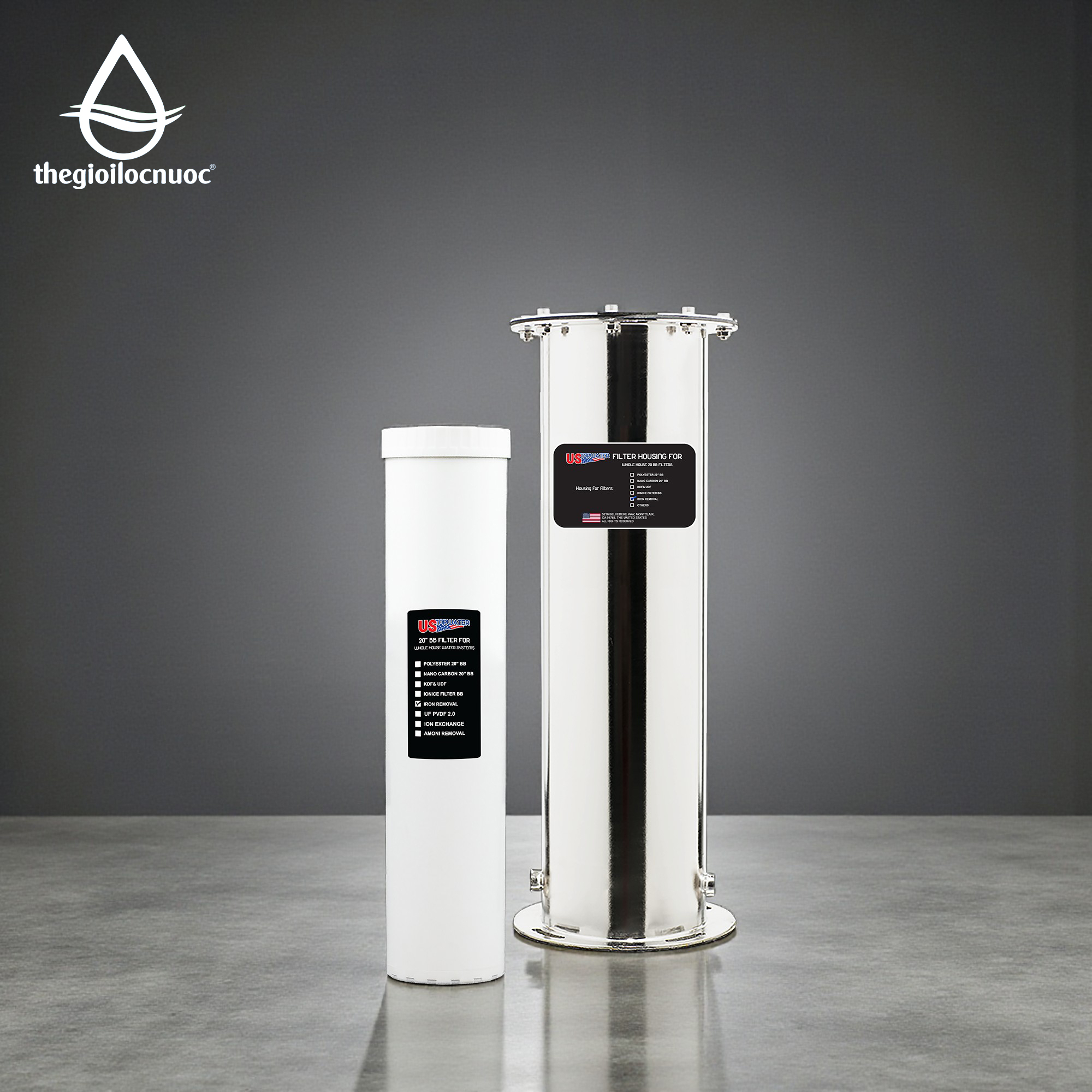 Bộ lọc xử lý sắt USTopwater SUS304, Model: Fera-45-US, Công suất 1200 lít/giờ, Vỏ inox 304