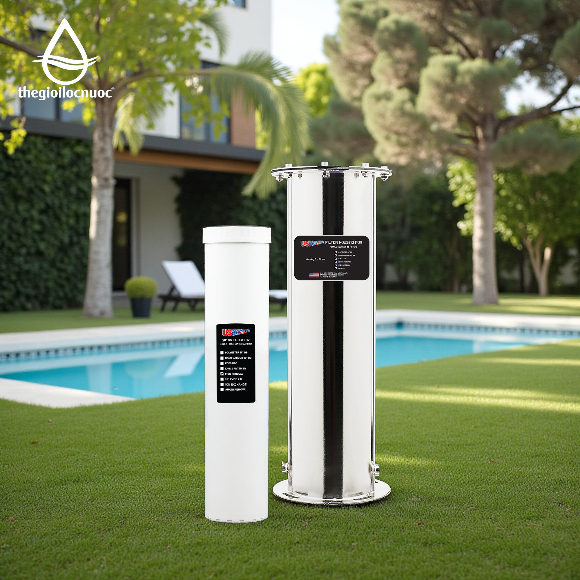 Bộ lọc xử lý sắt USTopwater SUS304, Model: Fera-45-US, Công suất 1200 lít/giờ, Vỏ inox 304