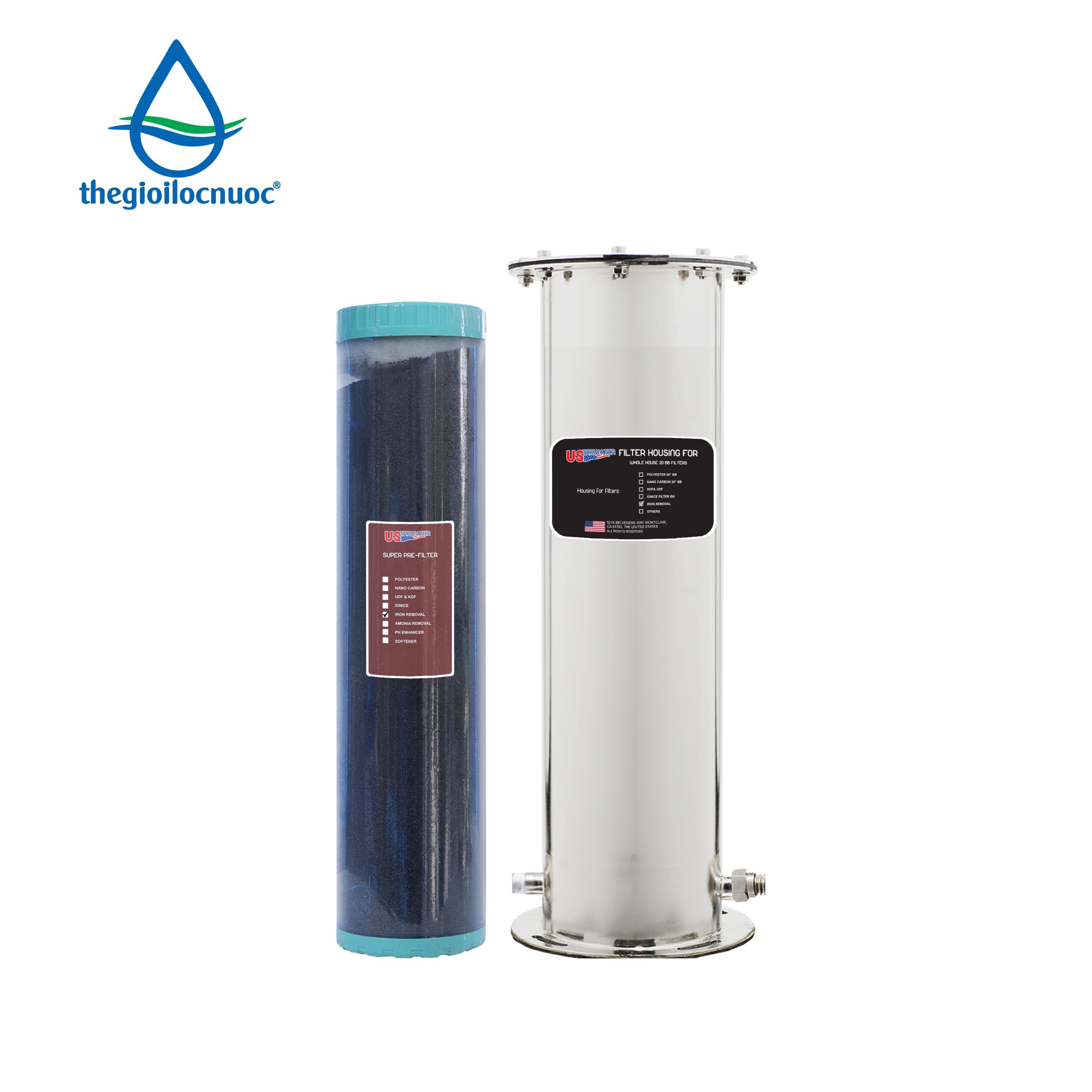 Bộ lọc xử lý sắt USTopwater SUS304, Model: Fera-45-US, Công suất 1200 lít/giờ, Vỏ inox 304