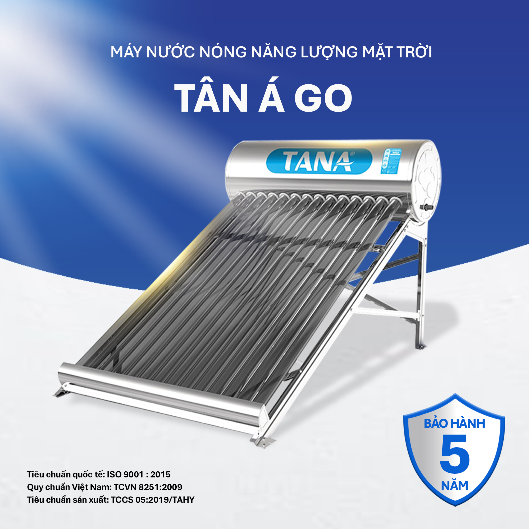 Máy nước nóng Năng lượng mặt trời TA-GO 58-24 240L (Phân phối từ khu vực Bình Định trở ra phía Bắc )