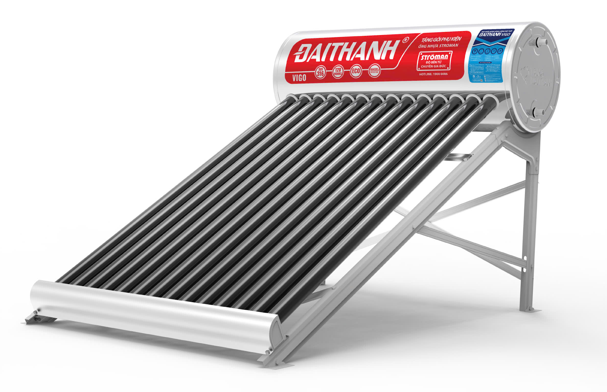 Máy nước nóng Năng lượng mặt trời Đại Thành Vigo 215L 58-21 – (Phân phối từ Kon Tum trở vào khu vực phía Nam)