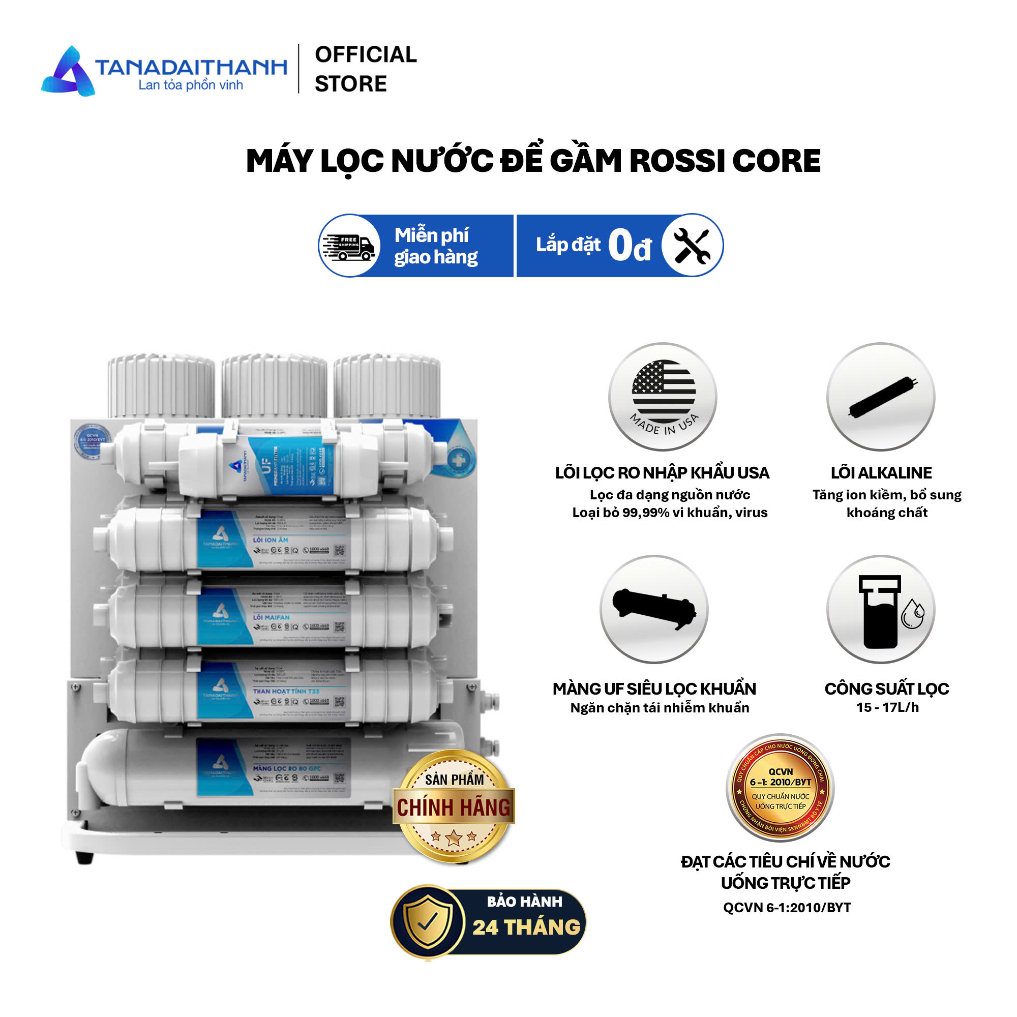 Máy lọc nước RO Rossi Core TA-210U0 – 10 lõi