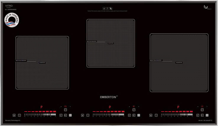 Bếp điện từ 3 vùng nấu hình chữ nhật Emberton EB 3680RTG