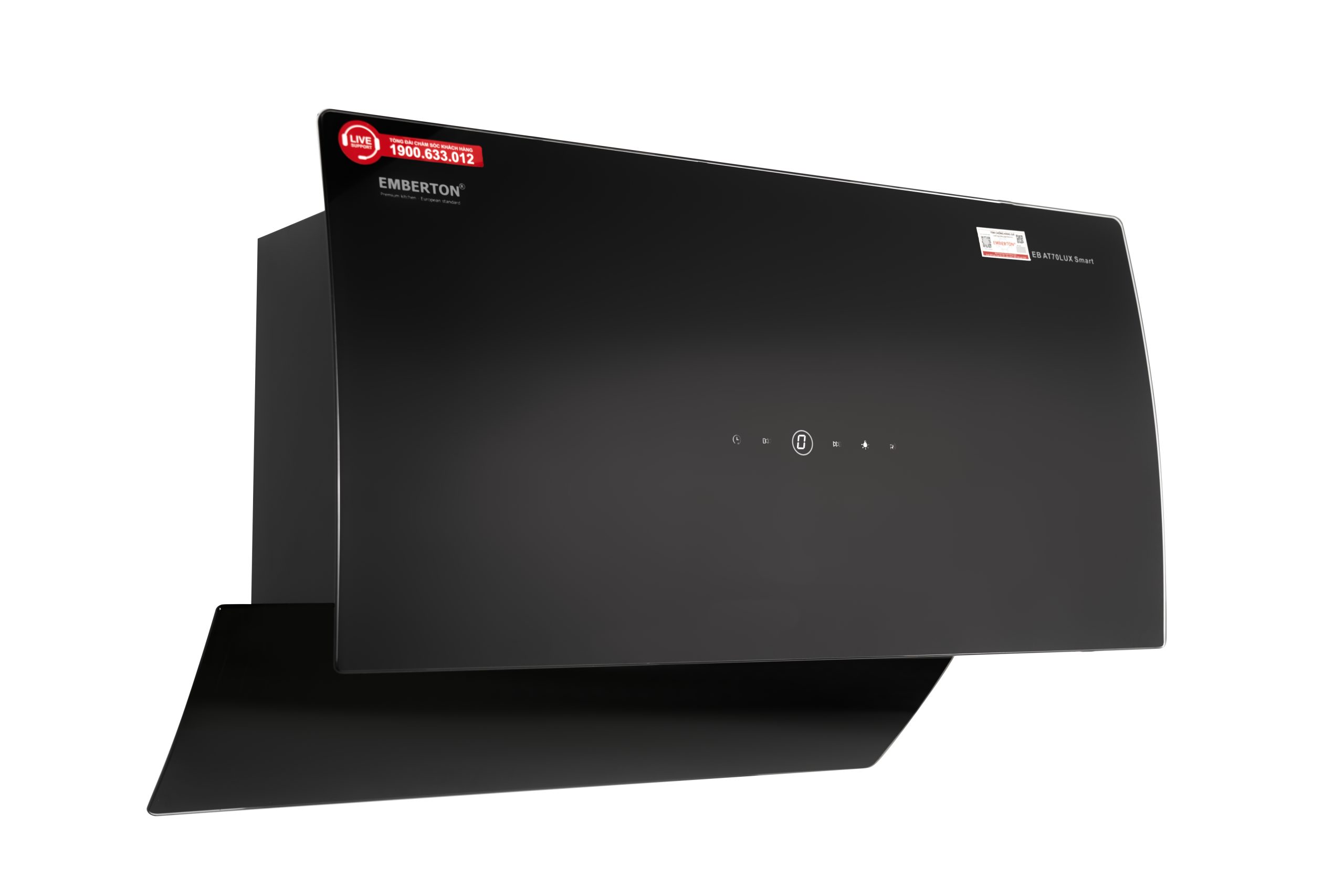 Hút mùi vát cong dạng tivi cảm ứng có điều khiển từ xa Emberton EB-AT70LUX smart