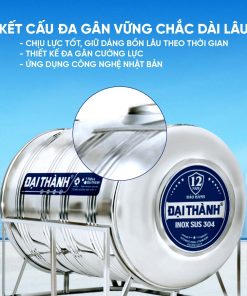 Bồn inox Đại Thành 304 ngang 2500l ĐK 1170 (Phân phối từ Kon Tum trở vào khu vực phía Nam)