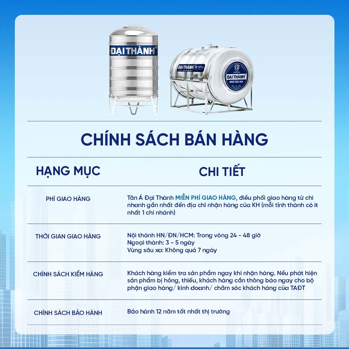 Bồn inox Đại Thành 304 ngang 2500l ĐK 1170 (Phân phối từ Kon Tum trở vào khu vực phía Nam)