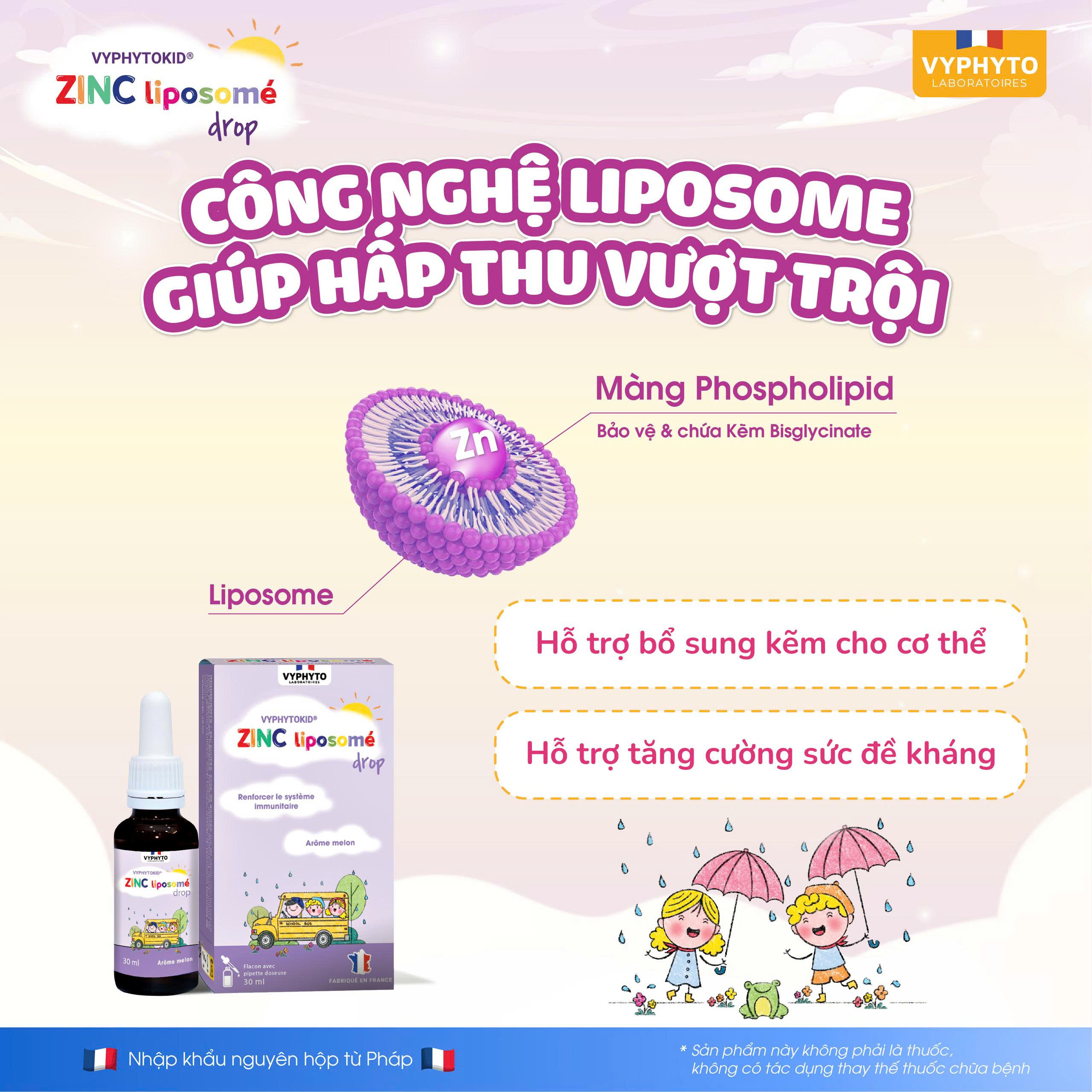 Thực phẩm bảo vệ sức khỏe VYPHYTOKID ZINC liposomé drop hỗ trợ bổ sung kẽm