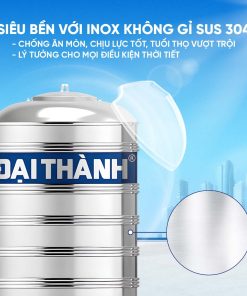 Bồn inox Đại Thành 304 đứng 5000l ĐK 1360 (Phân phối từ Kon Tum trở vào khu vực phía Nam)