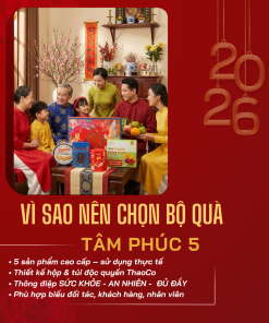 Hộp Quà Khai Trương Cao Cấp Thaoco – Tâm Phúc 5 | Set quà khai lộc đầu năm cho doanh nghiệp và gia đình (kèm túi đẹp)