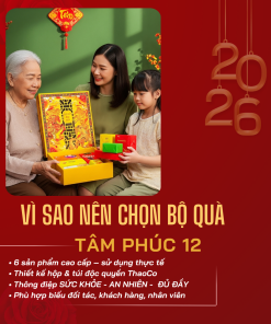 Hộp Quà Khai Trương Cao Cấp Thaoco – Tâm Phúc 12 | Set quà khai lộc đầu năm cho doanh nghiệp và gia đình (kèm túi đẹp)