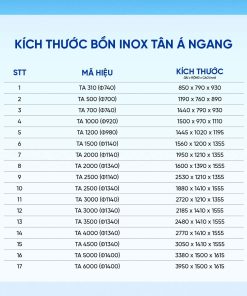 Bồn inox Tân Á ngang 4000l ĐK 1340 (Phân phối từ khu vực Bình Định trở ra phía Bắc)