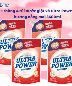 Thùng 4 túi Nước giặt xả Ultra Power hương Nắng Mai 3600ml