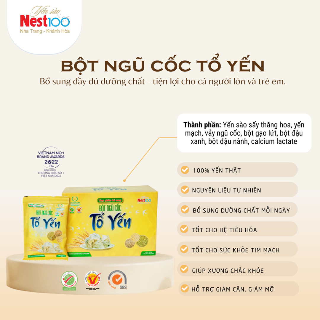 Bột ngũ cốc Yến sào Nest100 (10 gói x 25g)