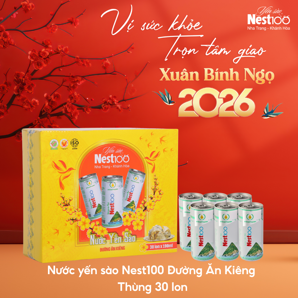 Nước yến sào Nest100 đường ăn kiêng lon 190ml – Thùng 30 lon