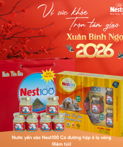 Nước Yến sào Nest100 – Chưng đường phèn (Hộp 6 lọ + túi)