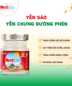 Nước Yến sào Nest100 – Chưng đường phèn (Hộp 6 lọ + túi)