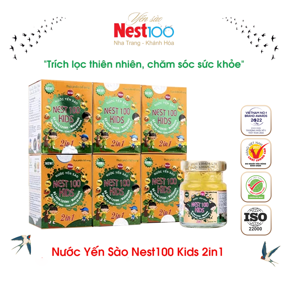 Nước Yến sào Nest100 Kids 2in1 (Lốc 6 lọ)