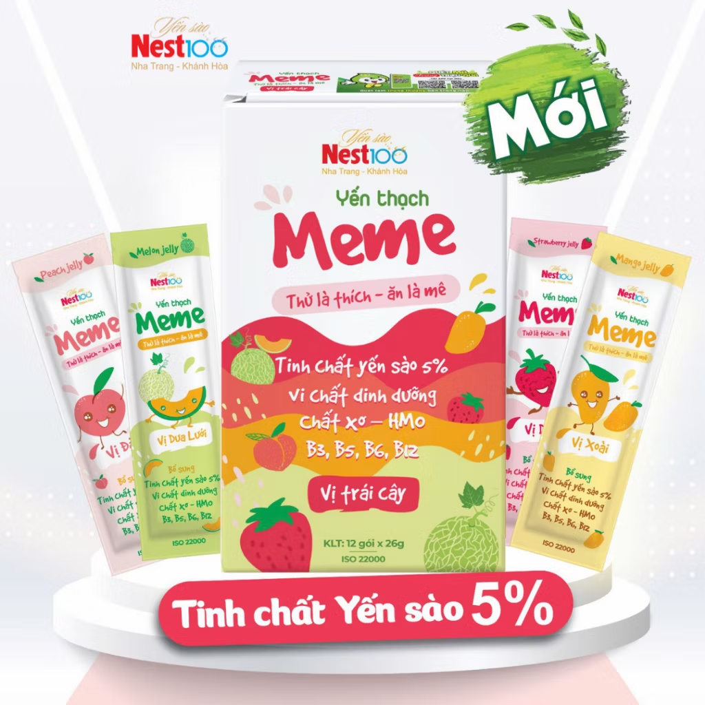Yến thạch Meme Nest100 – Tinh chất yến sào (12 gói x 26g)