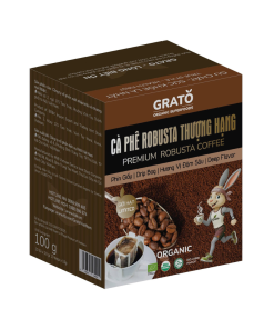 Cà Phê Robusta Hữu Cơ Thượng Hạng Phin Giấy GRATO (10 gói x10 gram)