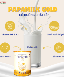 Sữa non tổ yến Papamilk Gold hỗ trợ xương khớp Lon 830Gr