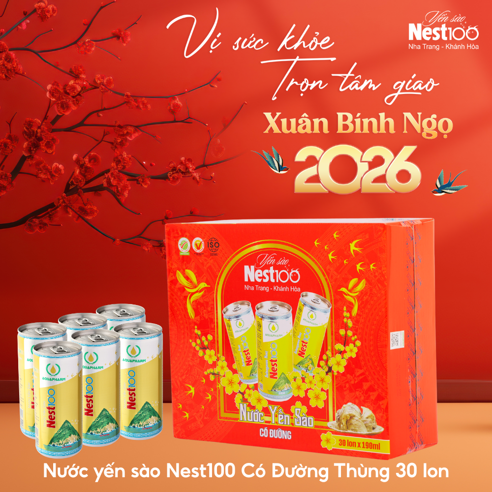 Nước yến sào Nest100 có đường lon 190ml – Thùng 30 lon