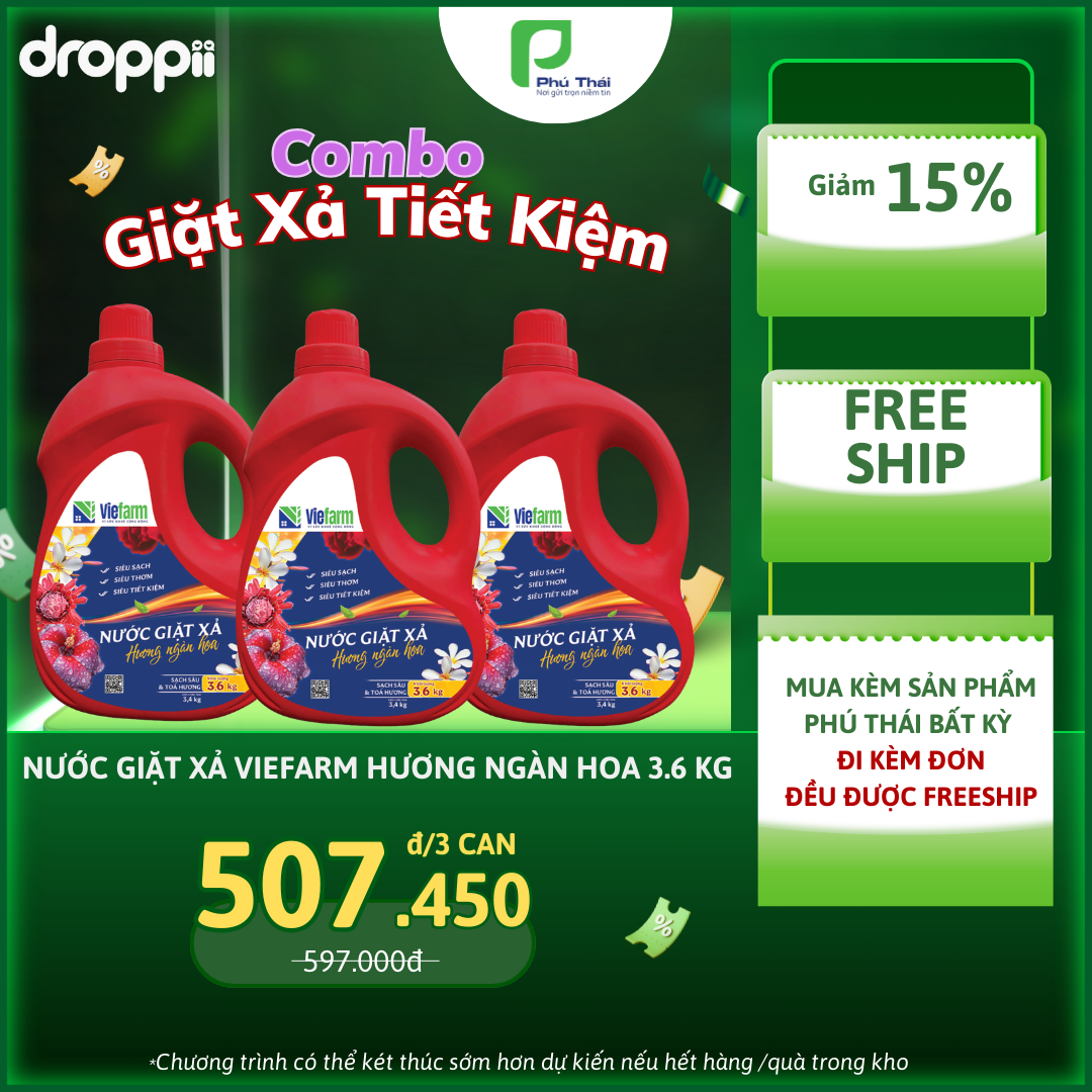 Nước giặt xả hương ngàn hoa VIEFARM 3,6kg