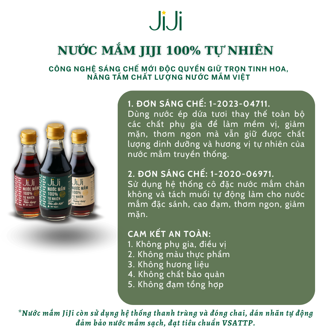 Set 3 chai Nước mắm tự nhiên JI JI Hảo hạng 20 đạm 200ml