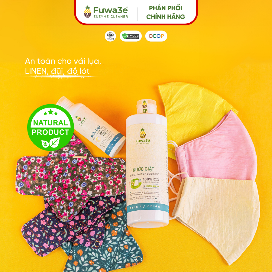 Nước giặt hương bạc hà Fuwa3e 90% enzyme dứa diệt nấm đồ lót 3.5l