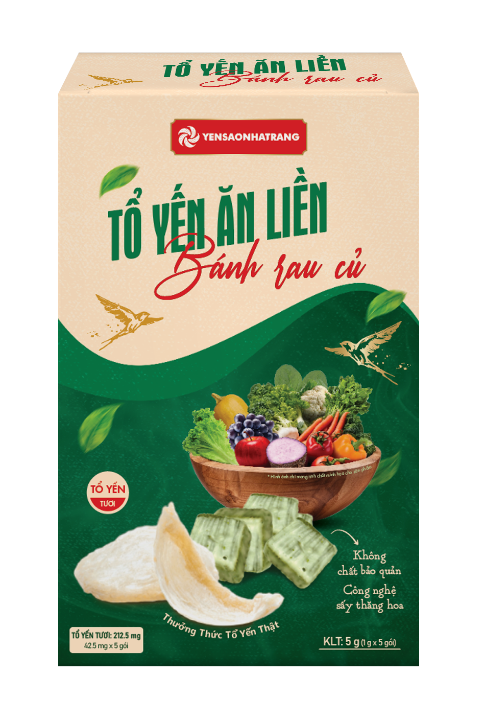 Tổ yến ăn liền – Bánh rau củ (Hộp 5 gói)